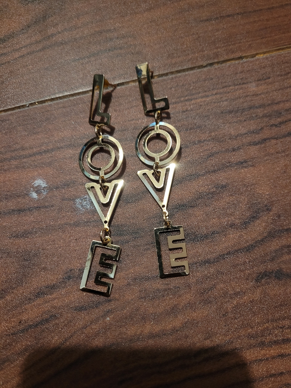 Gold-tone 'LOVE' Drop Earrings - Women Jewelry